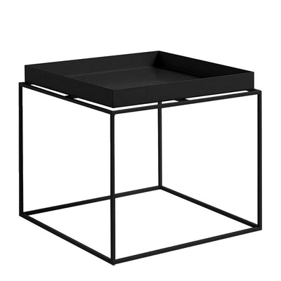 Reproduction Tray, table d’appoint carrée, en métal peint, noir