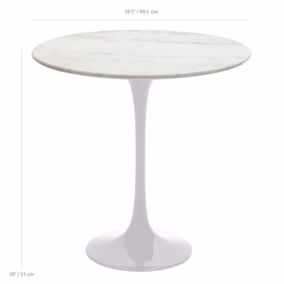 Reproduction Tulipe, table d’appoint ronde, en aluminium et marbre, dimensions