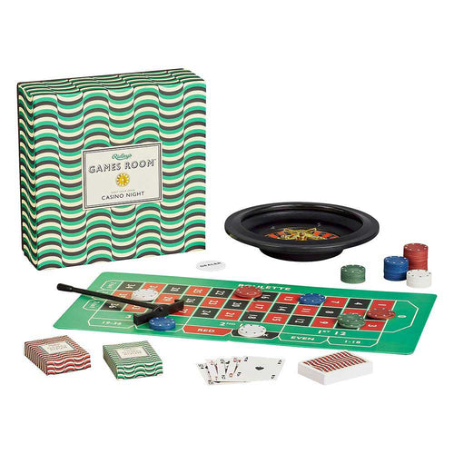 Ridley’s Casino Night, ensemble de jeu comprenant des jetons de poker, des cartes, la roulette, en carton et plastique