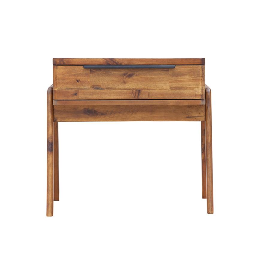 Nüspace Remix : table d'appoint en bois d'acacia, style Mid-Century. La polyvalence s'exprime avec son tiroir discret, transformant facilement la pièce en une table de chevet aux nuances chaleureuses.