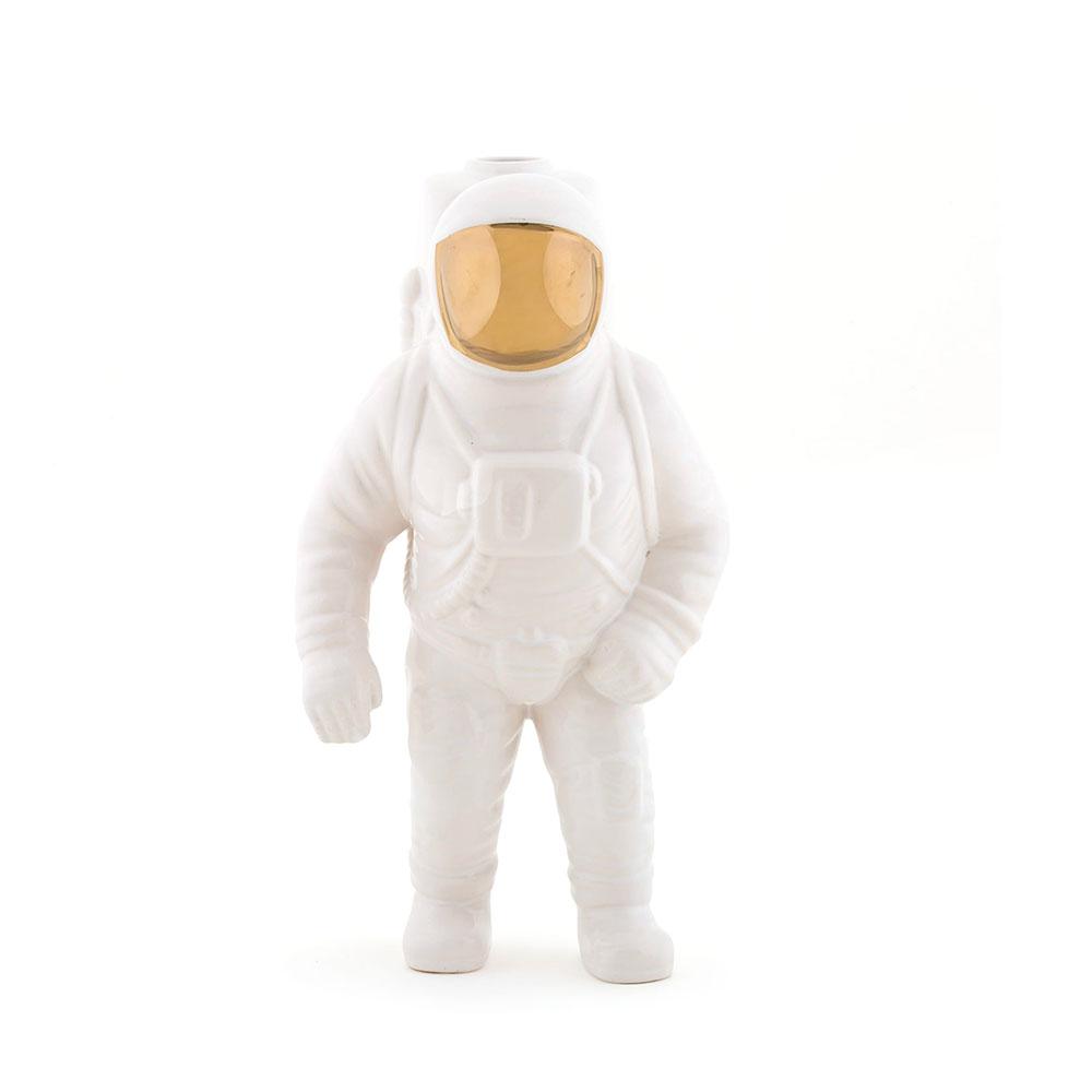 Seletti Starman, vase en forme d’astronaute, en porcelaine, blanc
