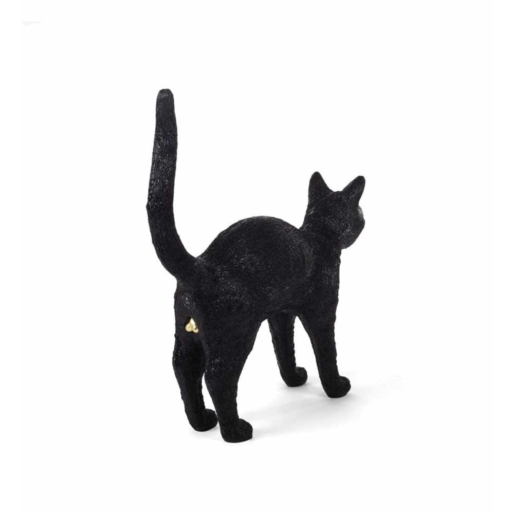 Seletti Jobby the Cat, lampe de table en forme de chat, en résine, noir