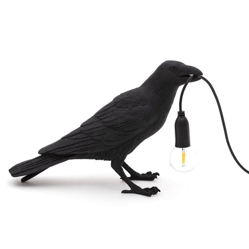 Seletti Corbeau, lampe de table en forme d'oiseau, en résine, noir