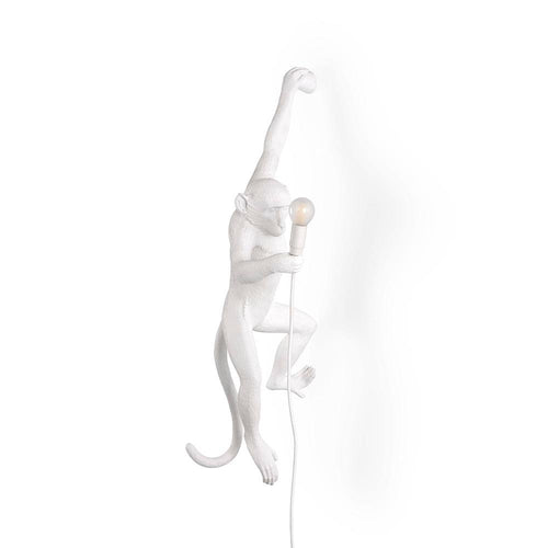 Seletti Singe blanc agrippé, lampe en forme de singe, en résine, blanc