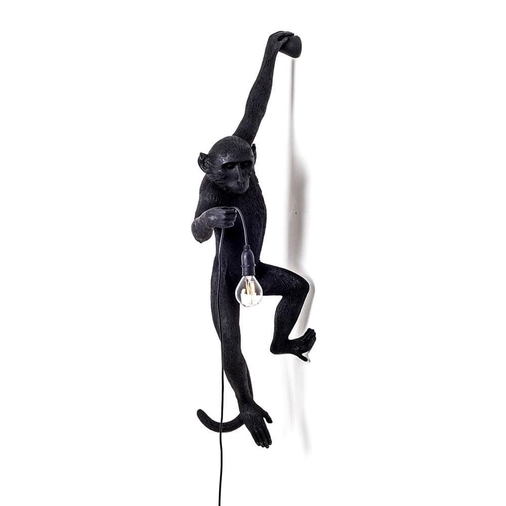 Seletti Singe noir agrippé, lampe en forme de singe, en résine, noir