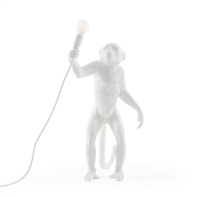Seletti Singe blanc debout, lampe en forme de singe, en résine, blanc