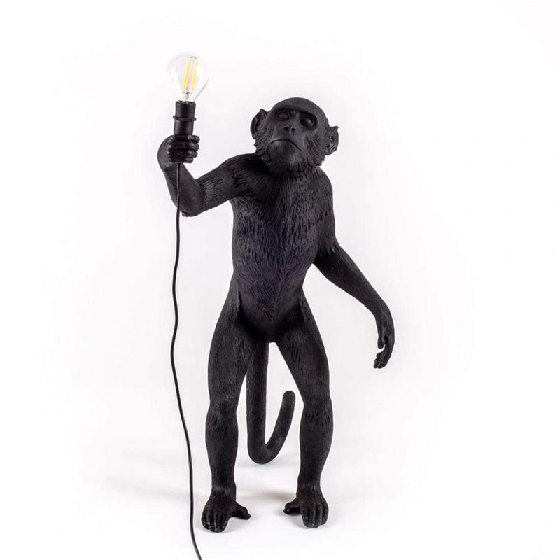Seletti Singe noir debout, lampe en forme de singe, en résine, noir