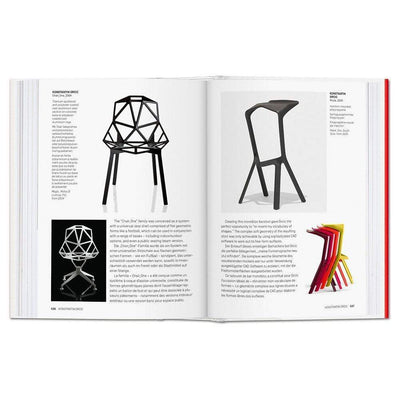 Taschen 1000 Chairs, livre d’art. ce recueil raconte des histoires à travers des informations essentielles sur le créateur et le travail de chaque chaise