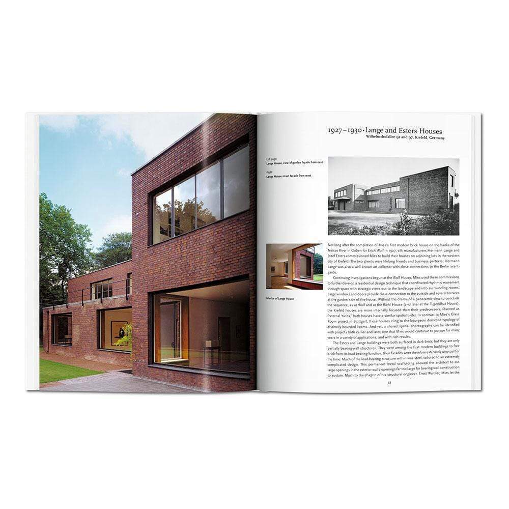 "Mies van der Rohe" de Taschen : Exploration complète du maître du minimalisme moderne. Un regard approfondi sur son influence incontestable sur l'architecture du XXe siècle, avec une analyse de son approche unique du « presque rien ».