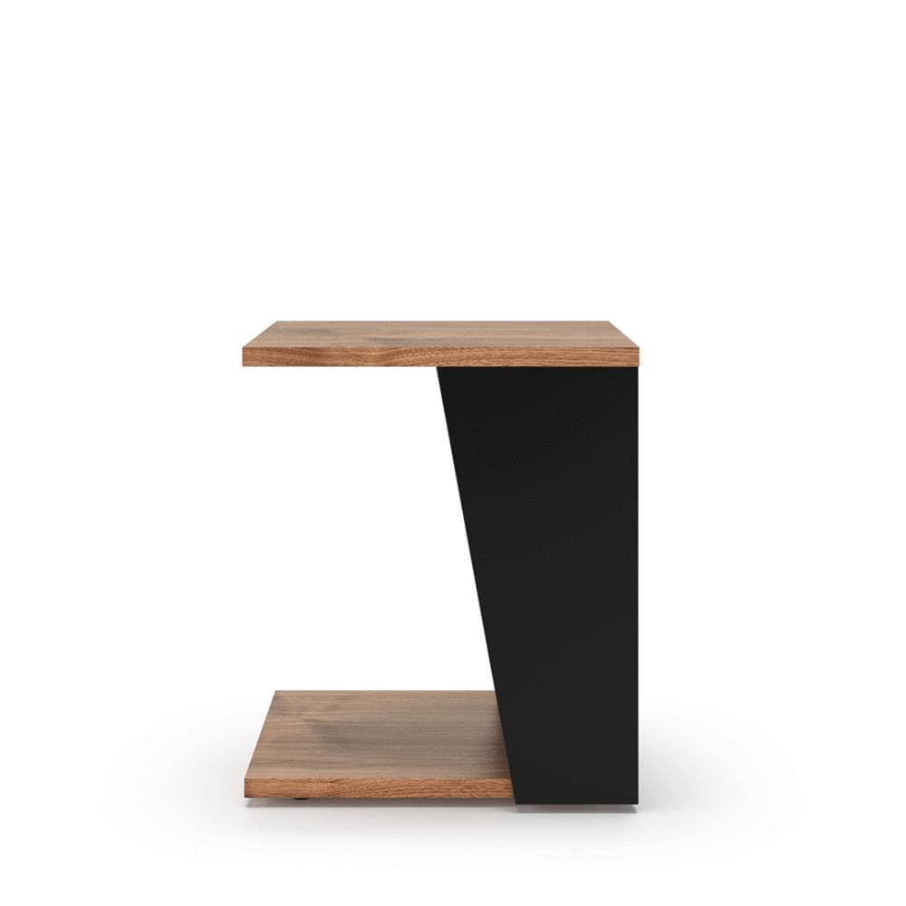TemaHome Albi, table d’appoint avec rangement, en bois et métal, noyer / noir