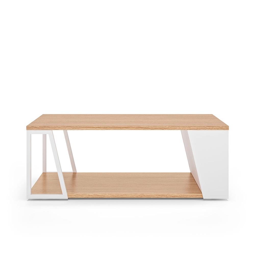 TemaHome Albi, table à café, en bois et métal, chêne / blanc