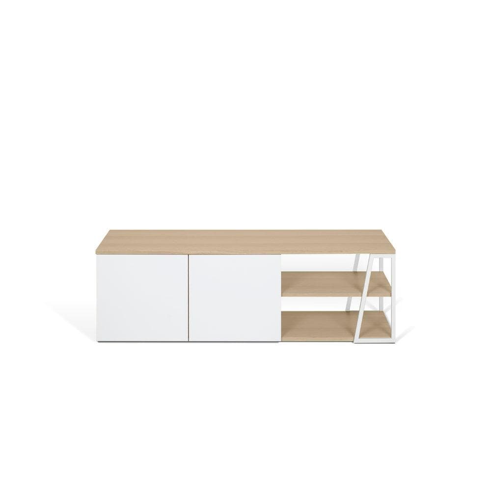 TemaHome Albi, meuble tv, en bois et métal, chêne / blanc