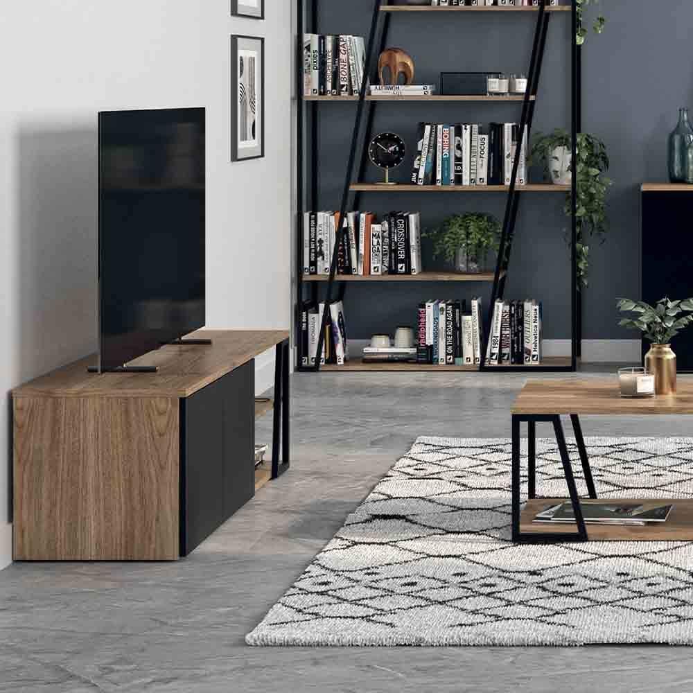 Avec son design dynamique, le meuble TV Albi de Tema Home, grâce à ses 2 portes et ses 2 niches, accueille vos derniers équipements multimédia