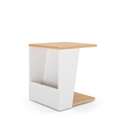 TemaHome Albi, table d’appoint avec rangement, en bois et métal, chêne / blanc