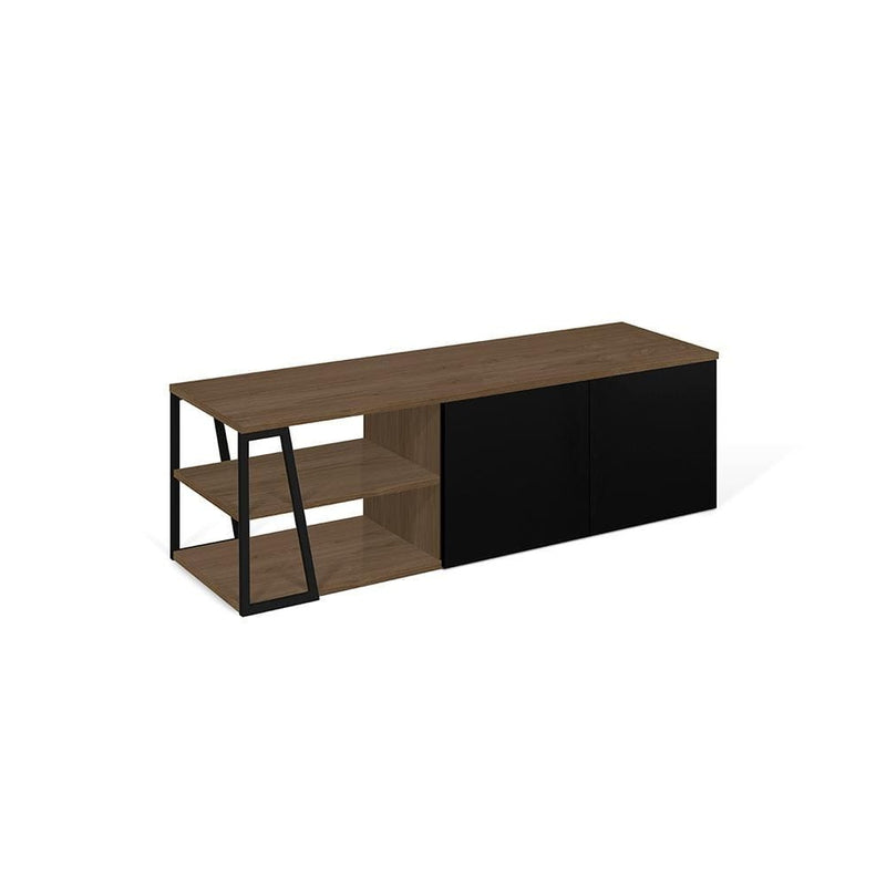TemaHome Albi, meuble tv, en bois et métal, noyer / noir