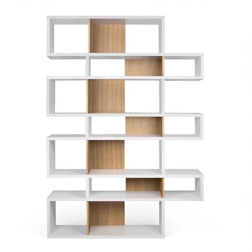 TemaHome London 003, bibliothèque d’une hauteur de 220 cm, en bois, blanc / chêne