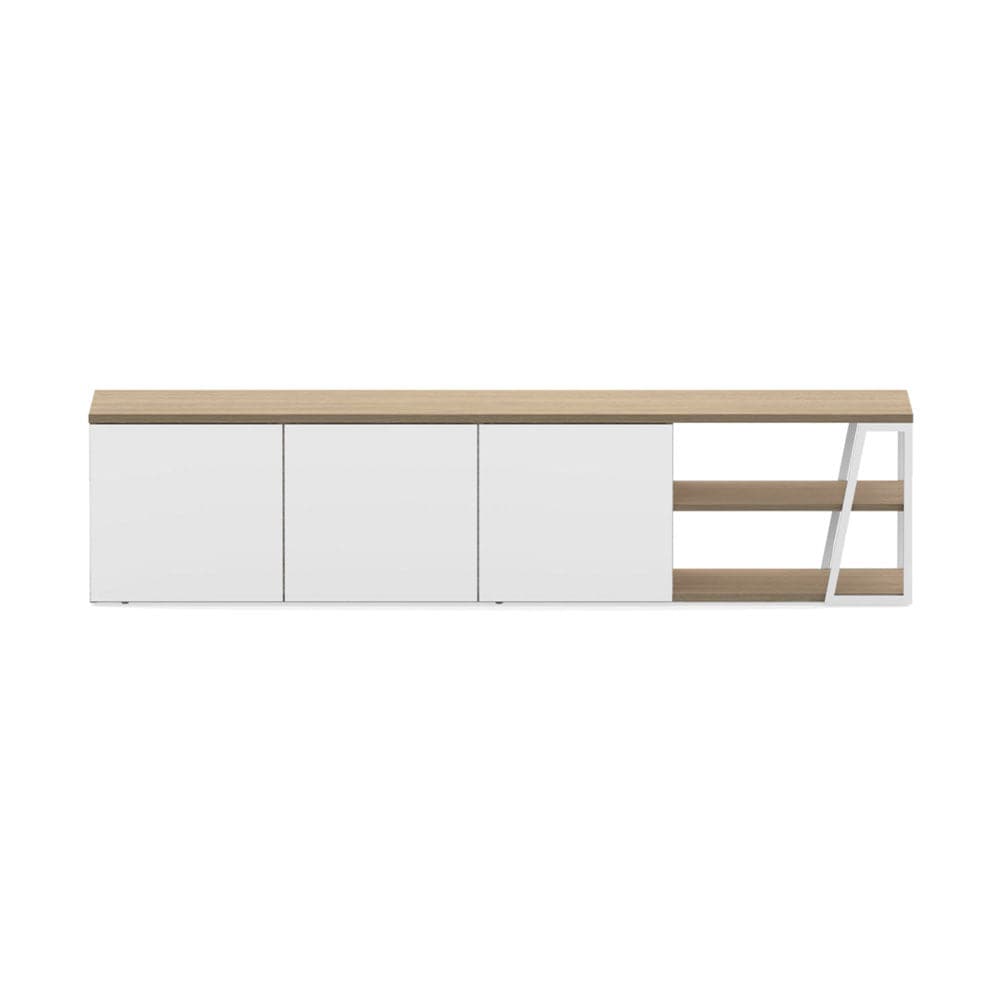 TemaHome Albi 190, meuble tv, en bois et métal, chêne / blanc