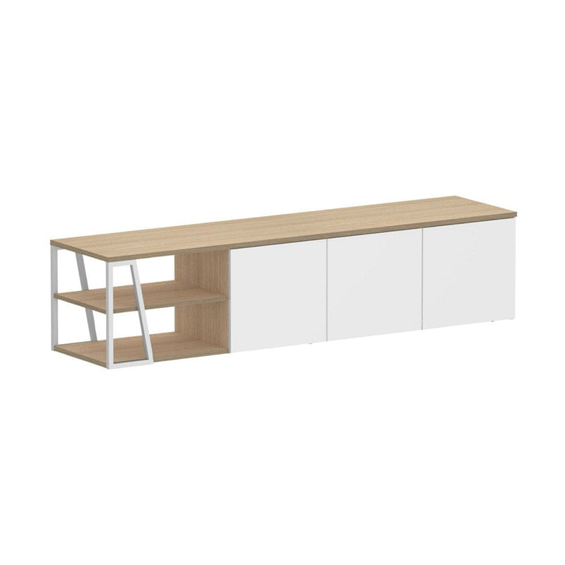 TemaHome Albi 190, meuble tv, en bois et métal, chêne / blanc