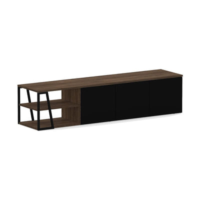 TemaHome Albi 190, meuble tv, en bois et métal, noyer / noir