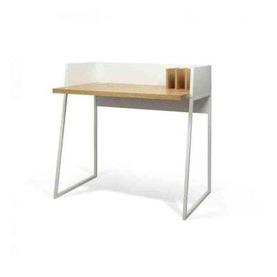 TemaHome Volga, bureau de petite taille, en bois et métal, blanc / chêne