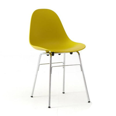 TA par TOOU Design, chaise d'intérieur multifonctionnelle, base chrome, assise moutarde