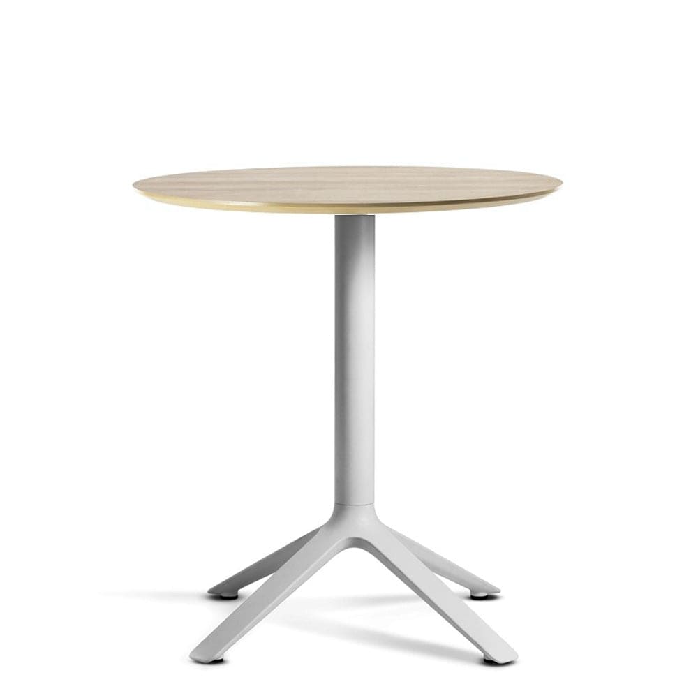 TOOU EEX, table à manger, plateau en bois et base en métal, gris clair, naturel, rond
