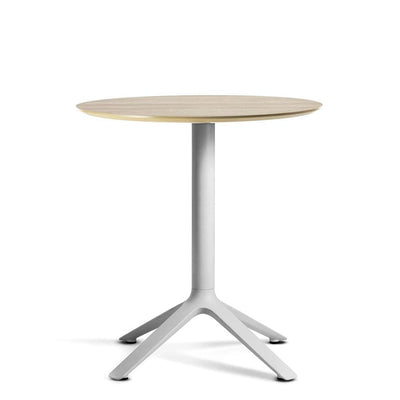 TOOU EEX, table à manger, plateau en bois et base en métal, gris clair, naturel, rond