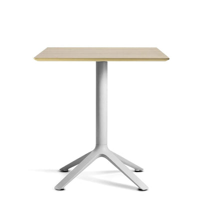TOOU EEX, table à manger, plateau en bois et base en métal, gris clair, naturel, carré