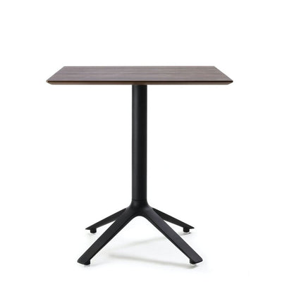 TOOU EEX, table à manger, plateau en bois et base en métal, noir, noyer, carré