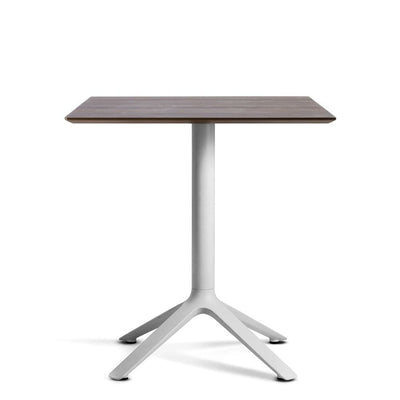 TOOU EEX, table à manger, plateau en bois et base en métal, gris clair, noyer, carré