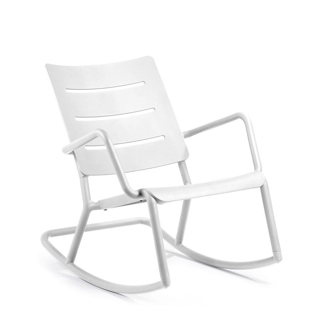 TOOU OUTO, fauteuil à bascule pour usage intérieur et extérieur, en polypropylène, blanc