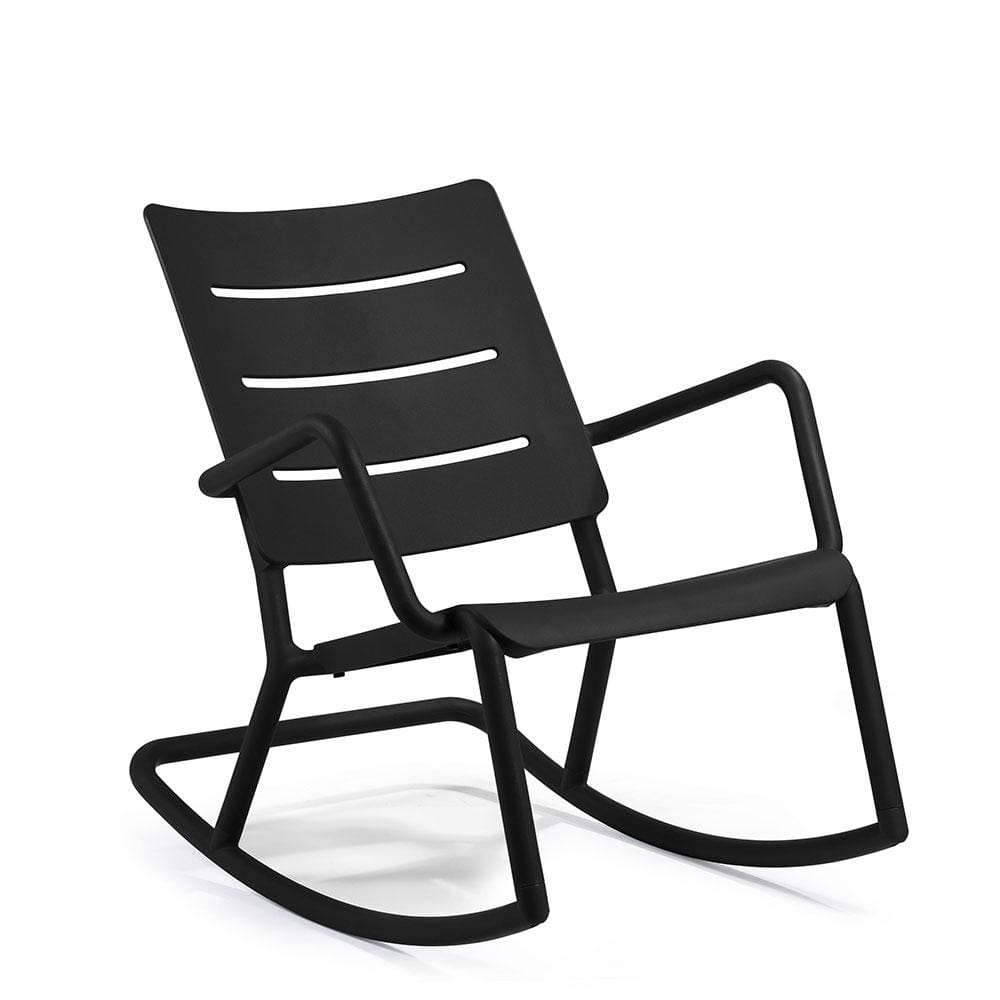 TOOU OUTO, fauteuil à bascule pour usage intérieur et extérieur, en polypropylène, noir