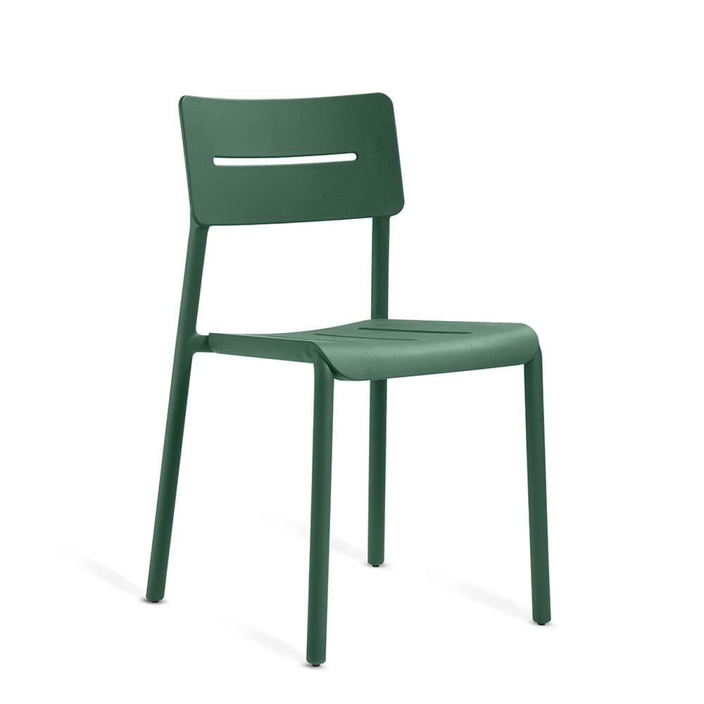 TOOU OUTO 11, chaise à dîner pour usage intérieur et extérieur, en polypropylène, vert foncé