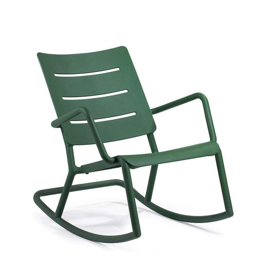 TOOU OUTO, fauteuil à bascule pour usage intérieur et extérieur, en polypropylène, vert foncé