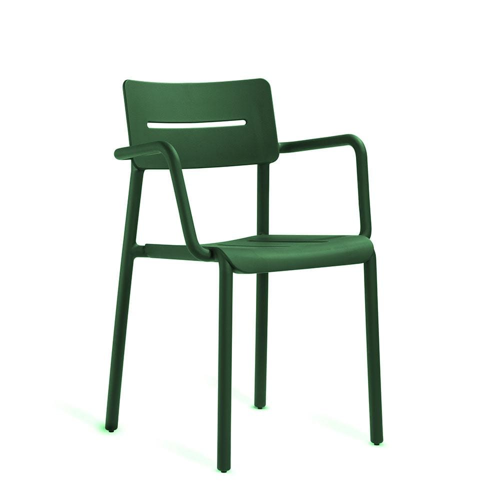 TOOU OUTO 12, chaise à dîner empilable pour usage intérieur et extérieur, en polypropylène, vert foncé