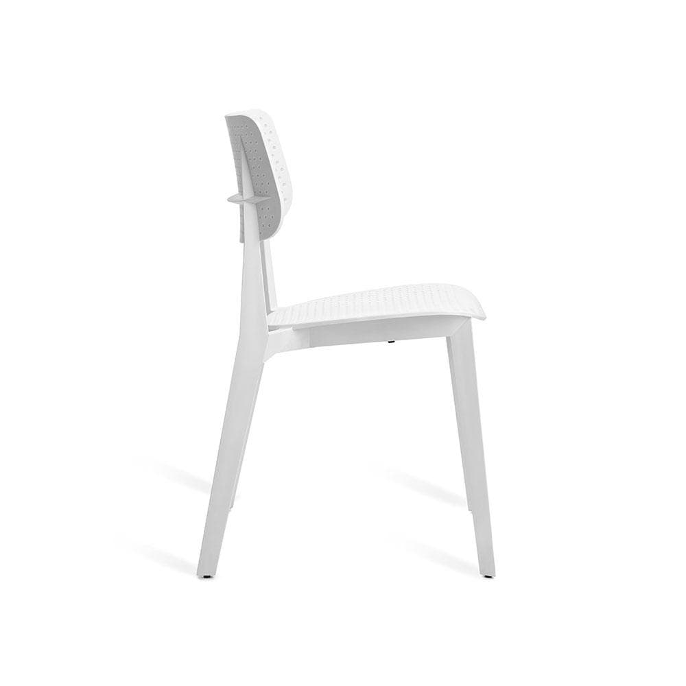 TOOU Stellar perforée, chaise à dîner pour usage intérieur et extérieur, en polypropylène, blanc