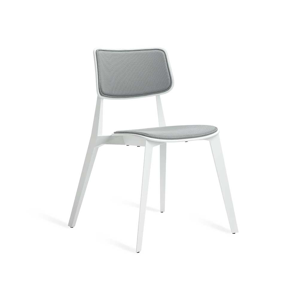 TOOU Stellar rembourrée, chaise à dîner pour usage intérieur et extérieur, en polypropylène, blanc, gris