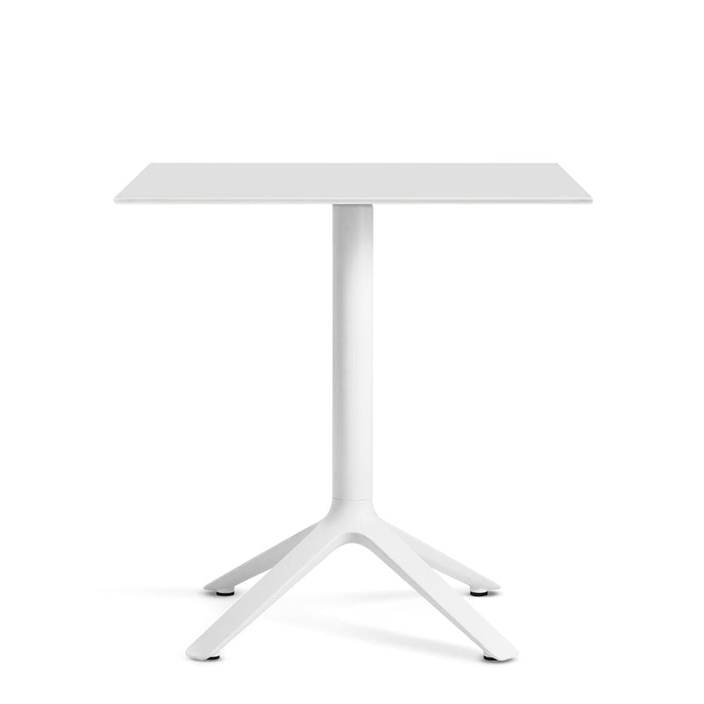 TOOU EEX, table à manger carrée, plateau en polypropylène et base en métal, blanc