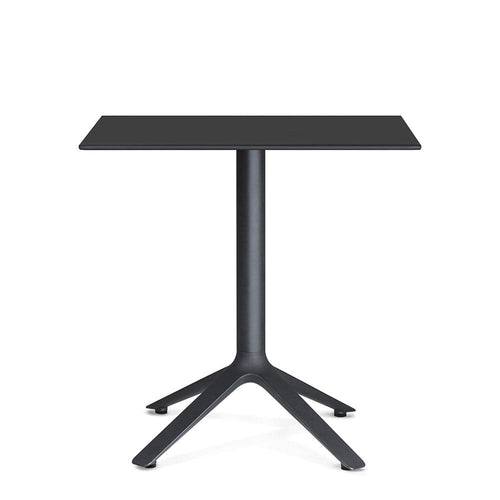 TOOU EEX, table à manger carrée, plateau en polypropylène et base en métal, noir