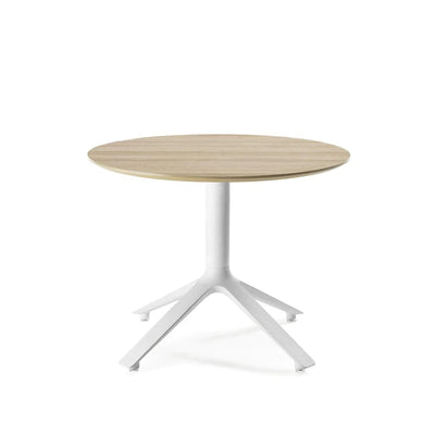 TOOU EEX, table d'appoint, plateau rond, en bois naturel, base blanche