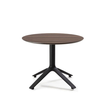 TOOU EEX, table d'appoint, plateau rond, en bois de noyer, base noire