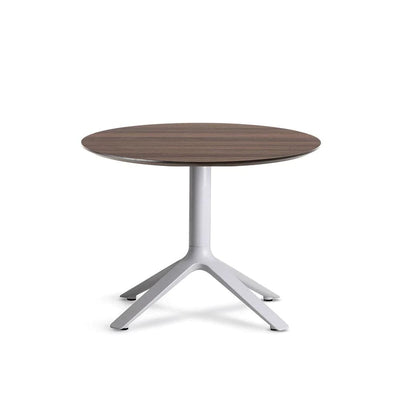 TOOU EEX, table d'appoint, plateau rond, en bois de noyer, base gris clair
