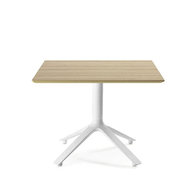 TOOU EEX, table d'appoint, plateau carré, en bois naturel, base blanche