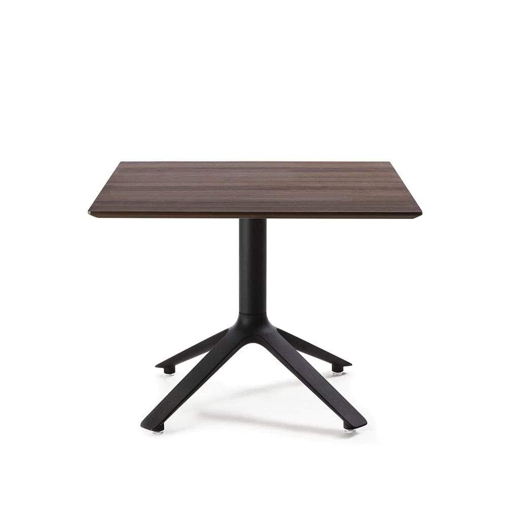 TOOU EEX, table d'appoint, plateau carré, en bois de noyer, base noire