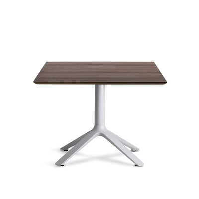 TOOU EEX, table d'appoint, plateau carré, en bois de noyer, base gris clair