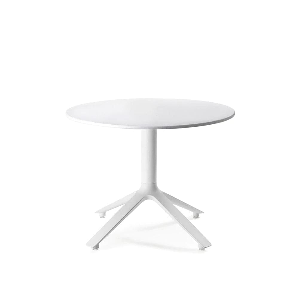 TOOU EEX, table d'appoint ronde pour l'intérieur et l'extérieur, en métal et polypropylène, blanc