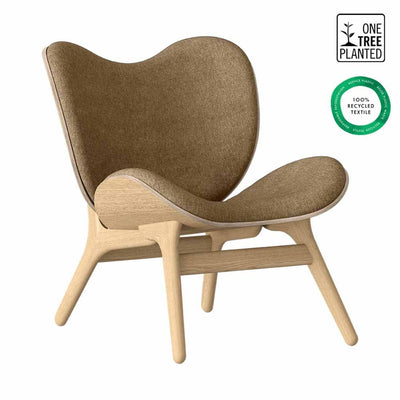 Umage A Conversation Piece Low, fauteuil confortable avec dossier bas, en bois et tissu, chêne, sucre brun 