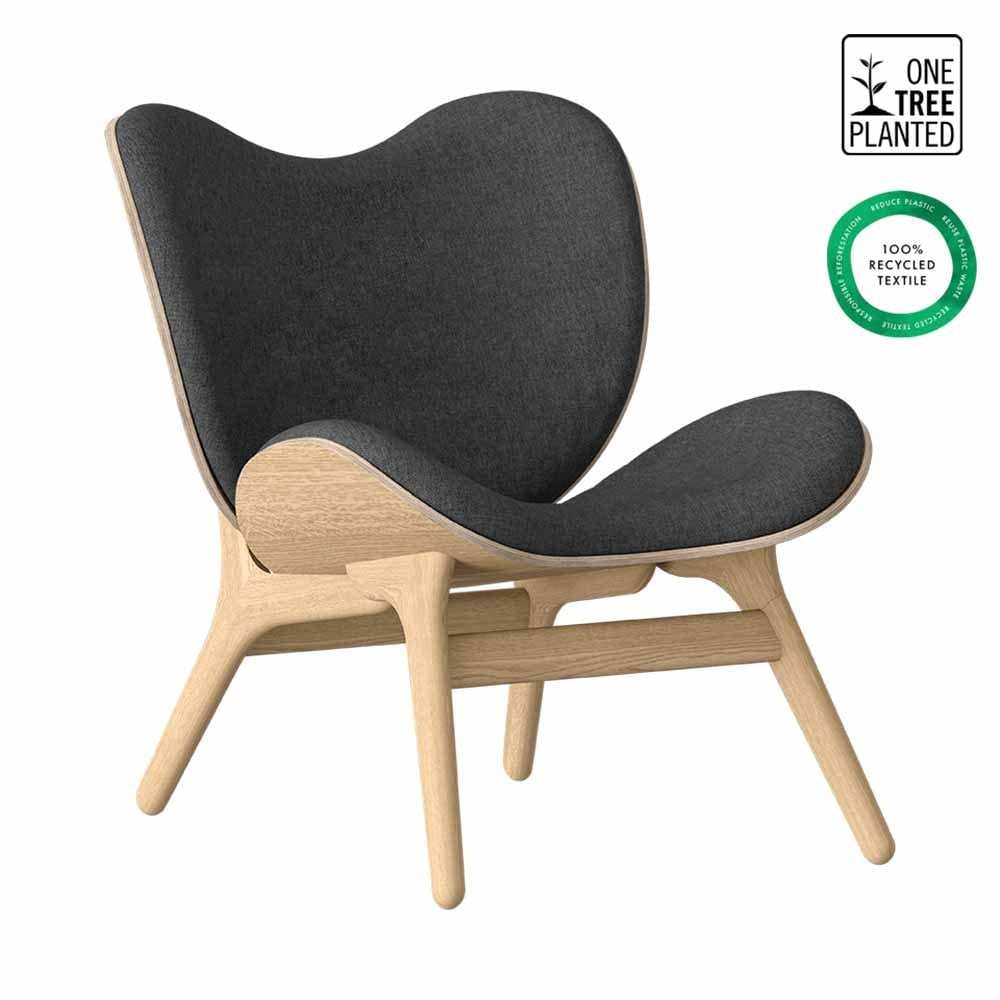 Umage A Conversation Piece Low, fauteuil confortable avec dossier bas, en bois et tissu, chêne, ombre 