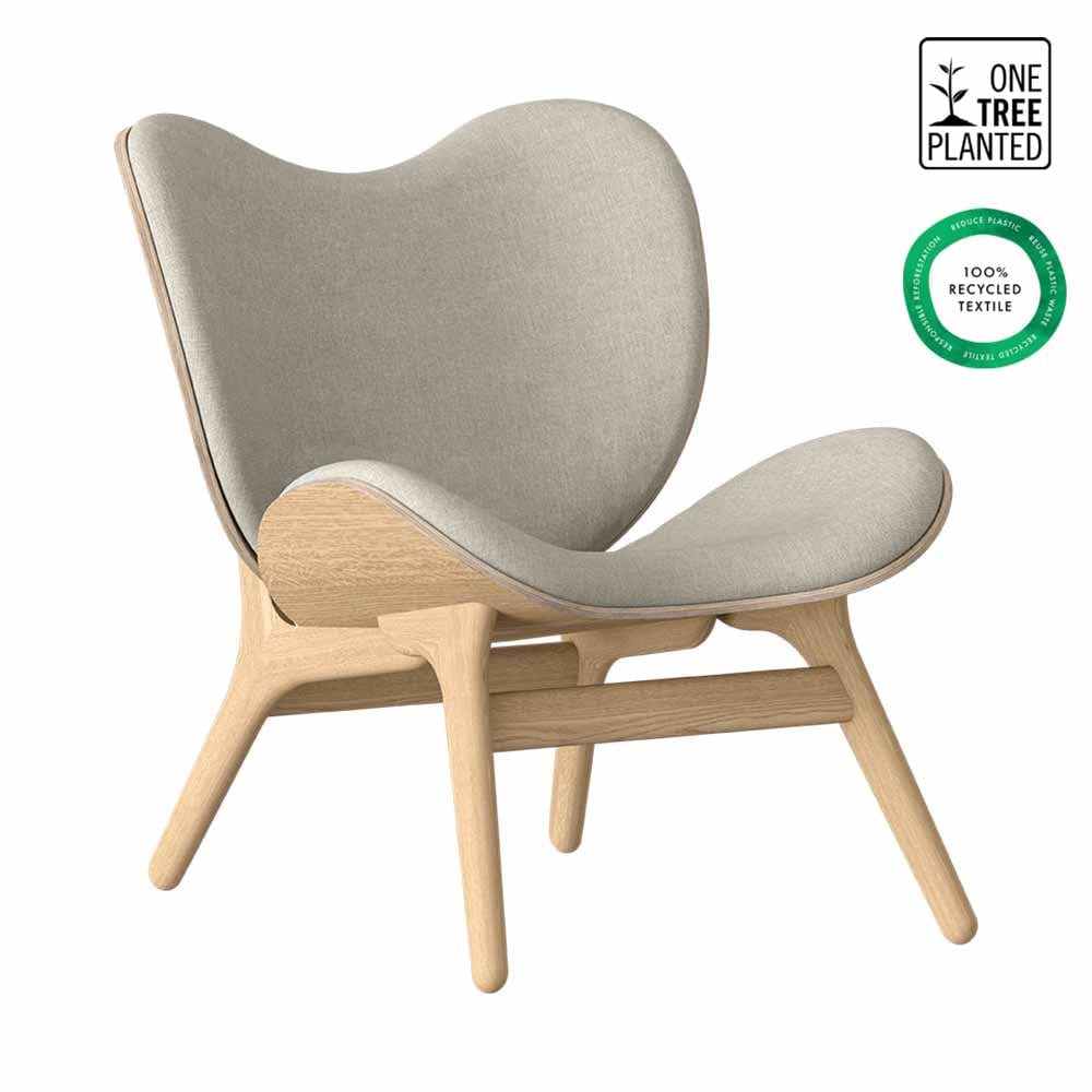 Umage A Conversation Piece Low, fauteuil confortable avec dossier bas, en bois et tissu, chêne, sable blanc