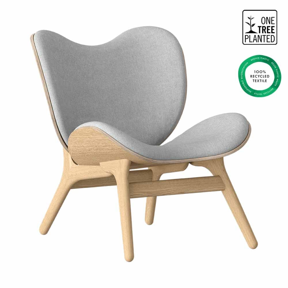 Umage A Conversation Piece Low, fauteuil confortable avec dossier bas, en bois et tissu, chêne, sterling